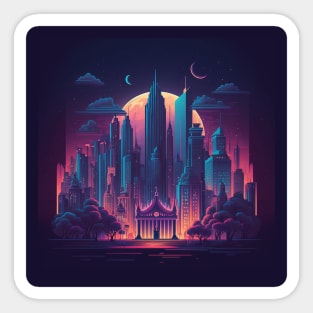 Retrowave Cityscape #1 Sticker